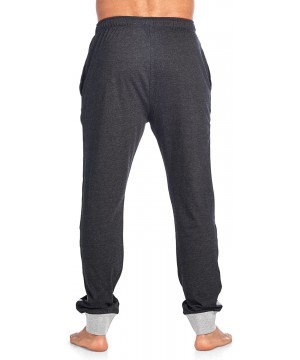 Sleep Bottoms Men's Cotton Knit Jogger Lounge Pants - Color Block Stripe Charcoal Heather - CH18C0M0R8Y