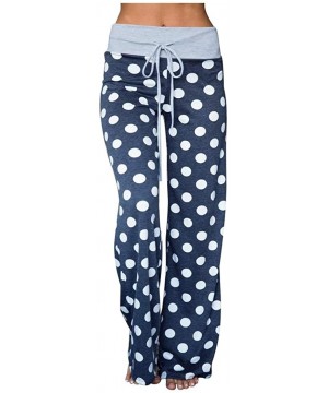 Bottoms Women's Comfy Pajama Pants Floral Print Casual Drawstring Palazzo Wide Leg Lounge Pants High Waist Trousers - 8 - Lig...