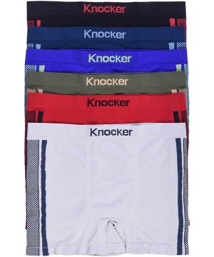 Boxer Briefs Men's Pack of 6 Seamless Boxer Briefs in Solid and Stripe Designs - 6-pack Racing Checkers - CQ18SW6W9N8