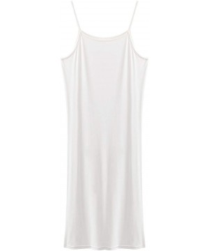 Camisoles & Tanks Women's Spaghetti Strap Basic Long Cami Tunic Tank Top - White - CK199QQ5WUD