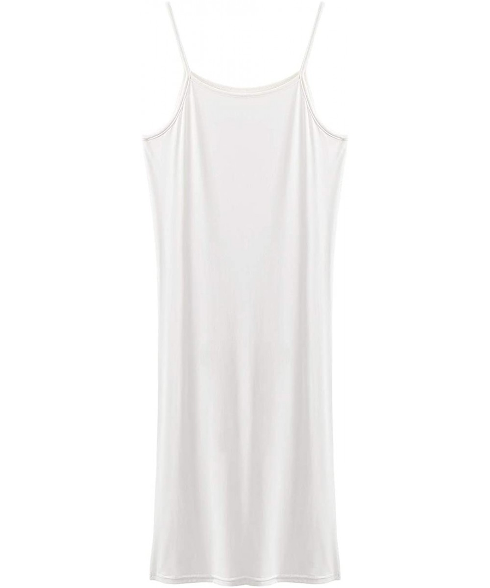 Camisoles & Tanks Women's Spaghetti Strap Basic Long Cami Tunic Tank Top - White - CK199QQ5WUD