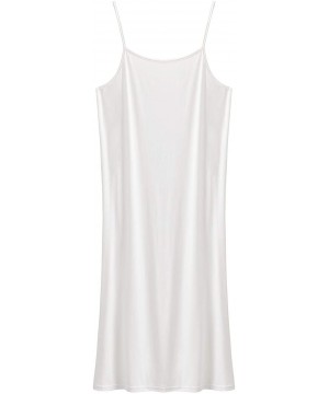 Camisoles & Tanks Women's Spaghetti Strap Basic Long Cami Tunic Tank Top - White - CK199QQ5WUD