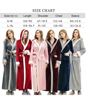 Robes Womens Long Robe with Hooded Full Length Soft Plush Ladies Bathrobe Sleepwear - Grey - C618WE7CMWC