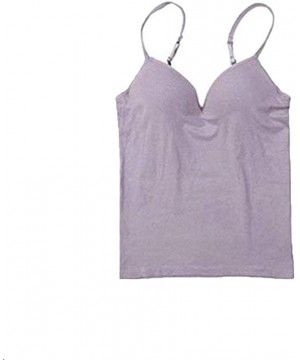 Camisoles & Tanks Women's Modal Wireless Built-in Bra Padded Tank Top Adjustable Camisole - Light Purple - CW19CS6E995