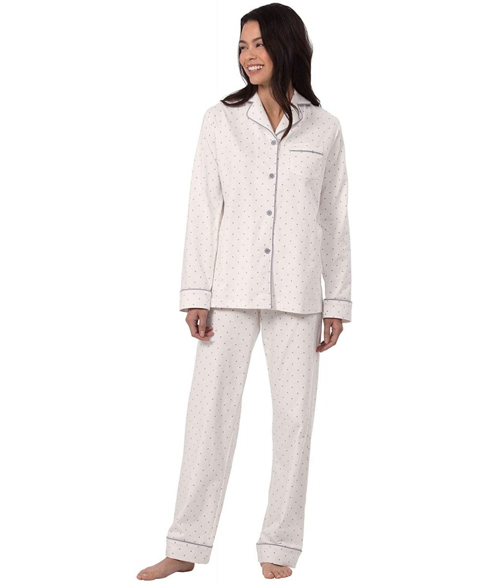 Sets Pajama Set for Women - Cotton Jersey Pajamas Women - Cream - Polka Dot - CG1883S0NHK