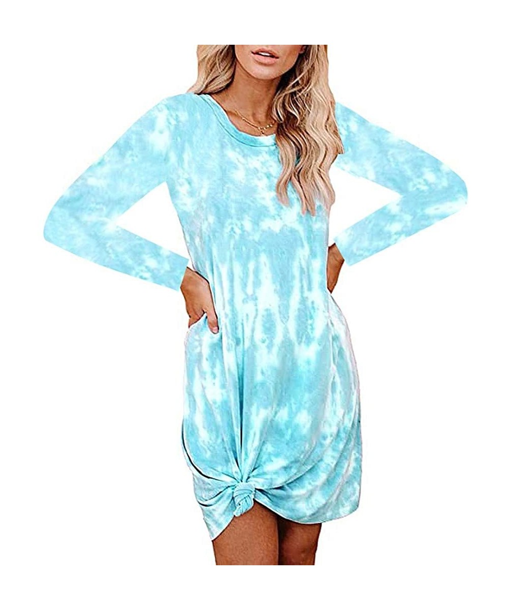 Nightgowns & Sleepshirts Women's 2020 Casual Tie Dyed T-Shirt Dress Summer Short Sleeve Swing Tee Shirt Dress Tunic Tops Mini...