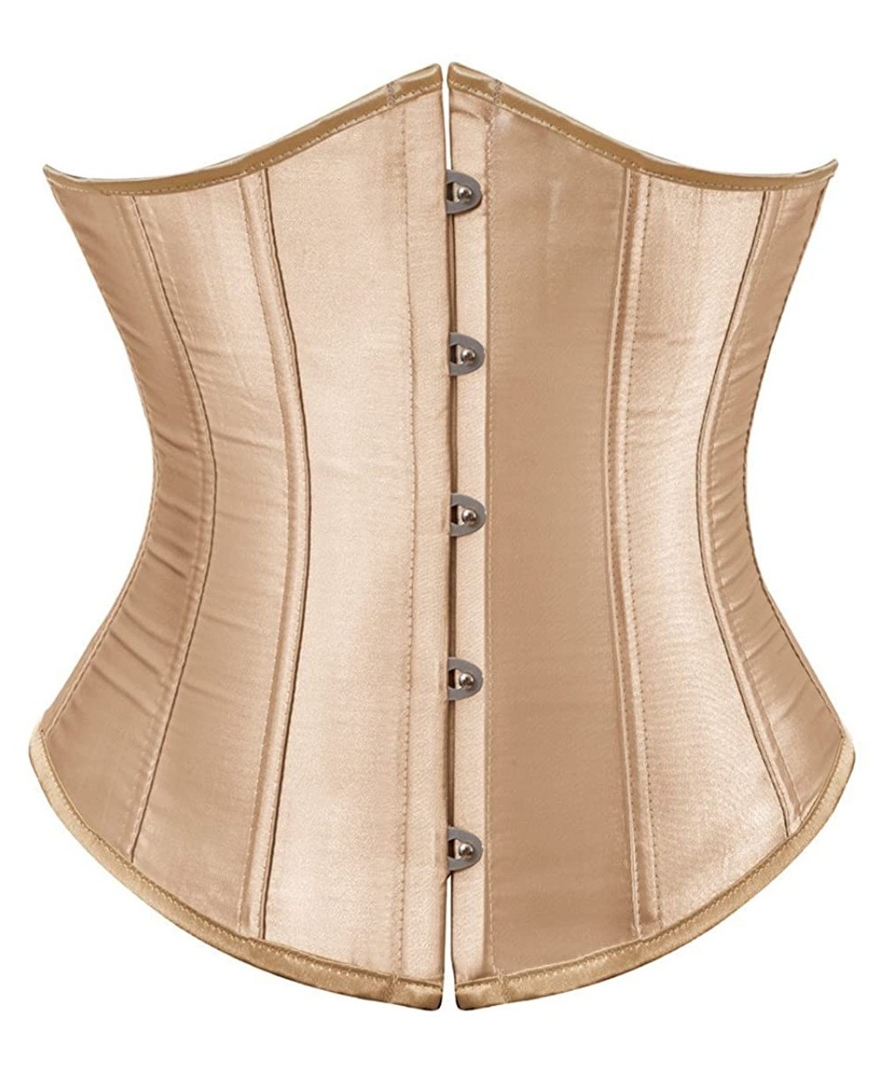 Shapewear Women's Fashion Sexy Vintage Underbust Corset Bustier Waist Cincher with G-String S-6XL - Gold - CI12H310TPL