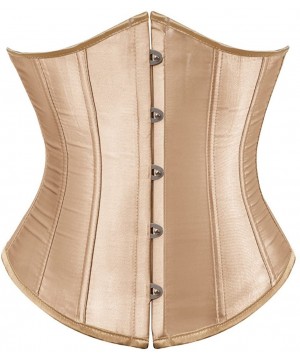 Shapewear Women's Fashion Sexy Vintage Underbust Corset Bustier Waist Cincher with G-String S-6XL - Gold - CI12H310TPL