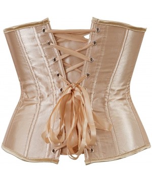 Shapewear Women's Fashion Sexy Vintage Underbust Corset Bustier Waist Cincher with G-String S-6XL - Gold - CI12H310TPL