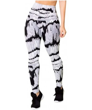 Robes Women's Print Leggings Fitness Sports Running Yoga Athletic Workout Pants - White - CV1983CW2HD