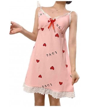 Nightgowns & Sleepshirts Women Patterned Summer V-Neck Sexy Mini Dress Daily Cozy Sleep Dress - As8 - C9190DLOKKL