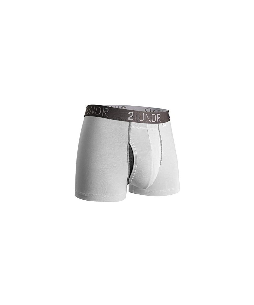 Boxer Briefs Mens Swing Shift 3" Boxer Trunk Underwear - White/Grey - CM126E2TMBR