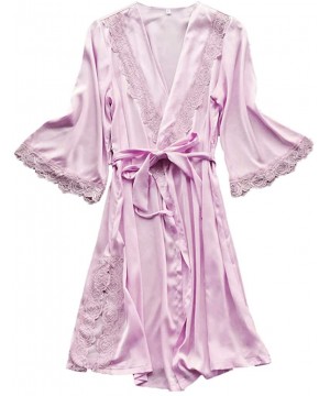 Nightgowns & Sleepshirts Women Sexy Lace Sleepwear Lingerie Temptation Camisole Nightdress Nightgown with Belt - Pink 4 - CT1...