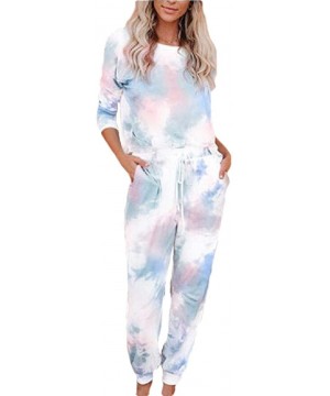 Sets Women Tie Dye Pajamas Set Long Sleeves Two Pieces Pullover Tops and Pants PJ Sets Joggers Sleepwear Loungewear 1 - CV190...