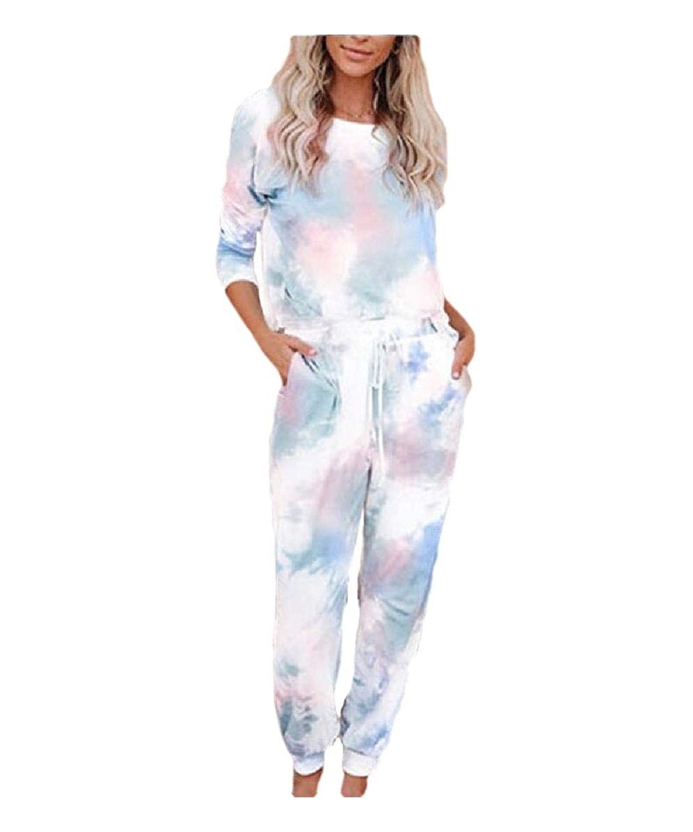 Sets Women Tie Dye Pajamas Set Long Sleeves Two Pieces Pullover Tops and Pants PJ Sets Joggers Sleepwear Loungewear 1 - CV190...