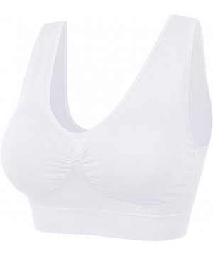 Bras Women's Seamless Sports Bra Wire Free Comfort Sleep Bra Plus Size Workout Activity Bras with Removable Pads - White+apri...