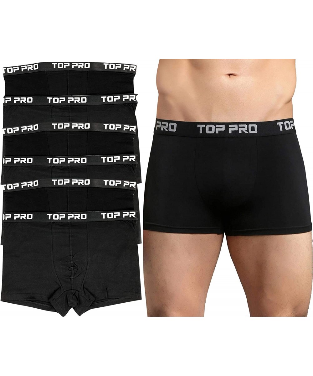 Trunks Men's Pack of Top Pro Waistband Stretch Trunk Underwear - 6-pack - Black - CI18D8OTAXM