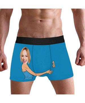 Boxers Personalized Men's Funny Face Boxer- Your Photo on Custom Underwear for Men Beautiful Young Woman Hugging All Gray Str...