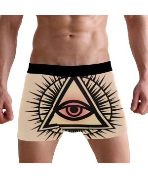 Boxer Briefs Mens No Ride-up Underwear Cartoon Pizza Boxer Briefs - Art Eye of Masonic Symbol - CQ18Y50D46N