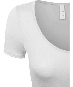 Shapewear Womens Round Neck Short Sleeve Bodysuit Leotard Made in USA - 782_white - CC18OEK02IT