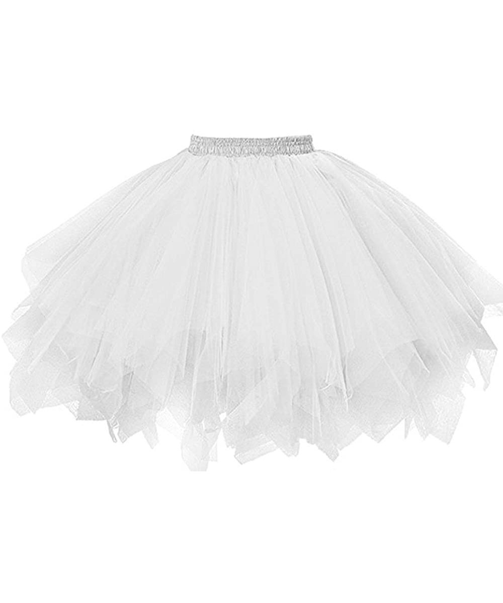 Slips Skirt Petticoat Women Ballet Tutu Underskirt in Tulle Vintage Style 50s Rockabilly Carnival Festivities - White - CM194...