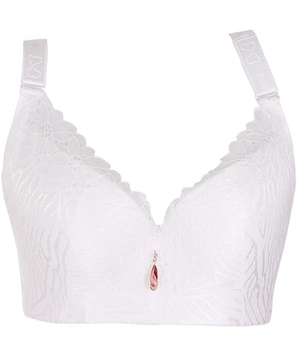 Bras Womens Bras Full Coverage Plus Size Underwire Lace Non Padded 36C-48D - White - CY18C0QISD7