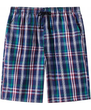 Sleep Bottoms Men's Pajama Shorts Man Plaid Sleep Shorts Cotton Lounge Boxer Shorts with Pockets - 2 Pack-04 - CJ197Q0964I