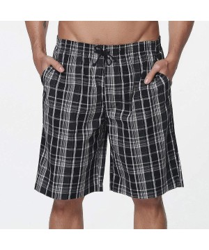 Sleep Bottoms Men's Pajama Shorts Man Plaid Sleep Shorts Cotton Lounge Boxer Shorts with Pockets - 2 Pack-04 - CJ197Q0964I