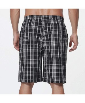 Sleep Bottoms Men's Pajama Shorts Man Plaid Sleep Shorts Cotton Lounge Boxer Shorts with Pockets - 2 Pack-04 - CJ197Q0964I