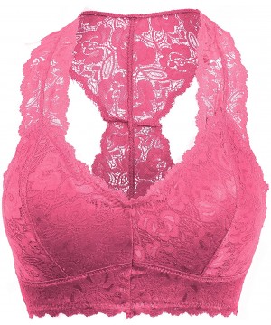 Bras Women's Sexy Racerback Lace Bralette Bustier Breathable Crop Top Lace Bra(S-3XL) - 6324_fuchsia - CA197A5ZQUN