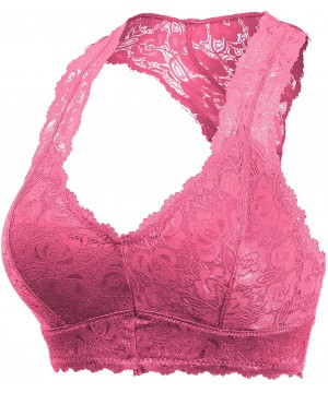 Bras Women's Sexy Racerback Lace Bralette Bustier Breathable Crop Top Lace Bra(S-3XL) - 6324_fuchsia - CA197A5ZQUN