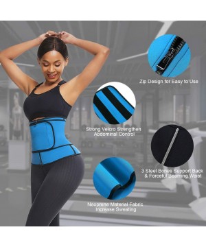 Shapewear Women's Neoprene Waist Trainer Weight Loss Tummy Control Trimmer Belt Sport Girdle Waist Cincher with Zipper - Blue...