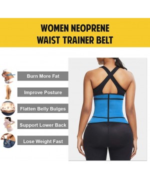 Shapewear Women's Neoprene Waist Trainer Weight Loss Tummy Control Trimmer Belt Sport Girdle Waist Cincher with Zipper - Blue...