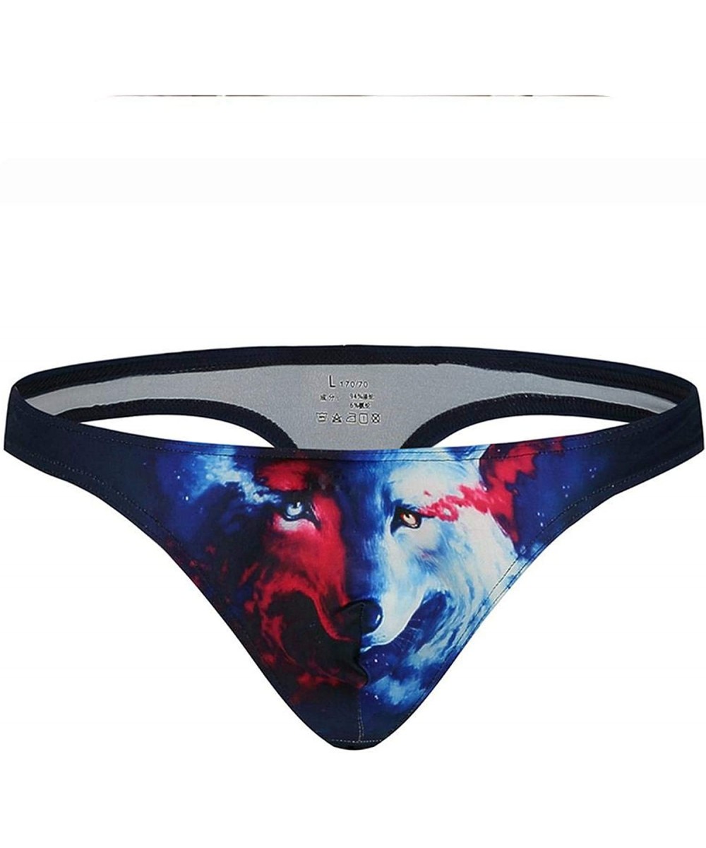 G-Strings & Thongs Men Thongs Jockss Sexy Underwear Erotic G Strings Wolf Leopard Printing Sissy Panties Clothing - 1034-dk-w...