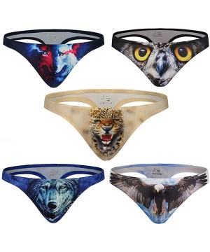 G-Strings & Thongs Men Thongs Jockss Sexy Underwear Erotic G Strings Wolf Leopard Printing Sissy Panties Clothing - 1034-dk-w...