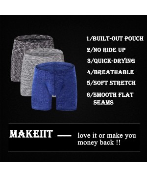 Boxers Men's Underwear Cotton Boxer Briefs Breathable Bulge Pouch Low Rise Elastic - Black Gray Blue - CI18HRMC6K3