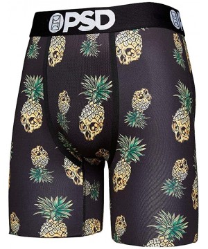 Boxer Briefs Men's Stretch Wide Band Boxer Brief Underwear Bottom - Black / Pineapple Skulls - CR1965R7QA9