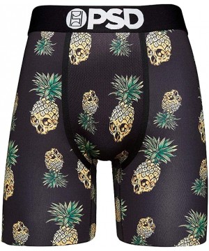 Boxer Briefs Men's Stretch Wide Band Boxer Brief Underwear Bottom - Black / Pineapple Skulls - CR1965R7QA9