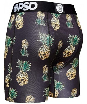 Boxer Briefs Men's Stretch Wide Band Boxer Brief Underwear Bottom - Black / Pineapple Skulls - CR1965R7QA9