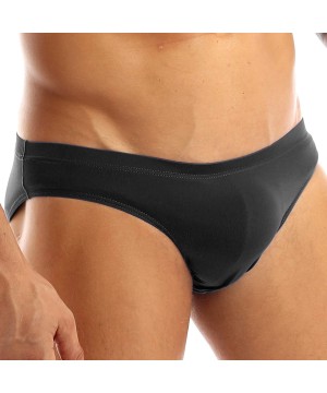 Briefs Men's Bulge Pouch Silky Bikini Briefs Underwear Low Rise Bikini Swimwear Swimsuit - Black - CH18C3QX54U