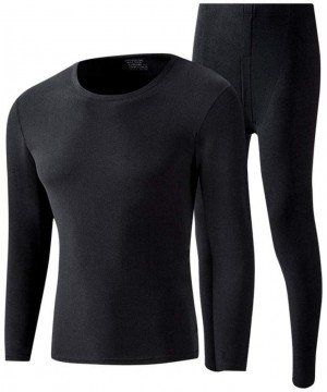 Thermal Underwear Men Thermal Underwear Set- No Trace Soft Velvet Fabric- Warm Long Sleeve Shirt and Long Johns-blackgrayV-Ne...