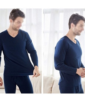 Thermal Underwear Men Thermal Underwear Set- No Trace Soft Velvet Fabric- Warm Long Sleeve Shirt and Long Johns-blackgrayV-Ne...