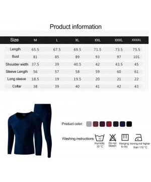 Thermal Underwear Men Thermal Underwear Set- No Trace Soft Velvet Fabric- Warm Long Sleeve Shirt and Long Johns-blackgrayV-Ne...