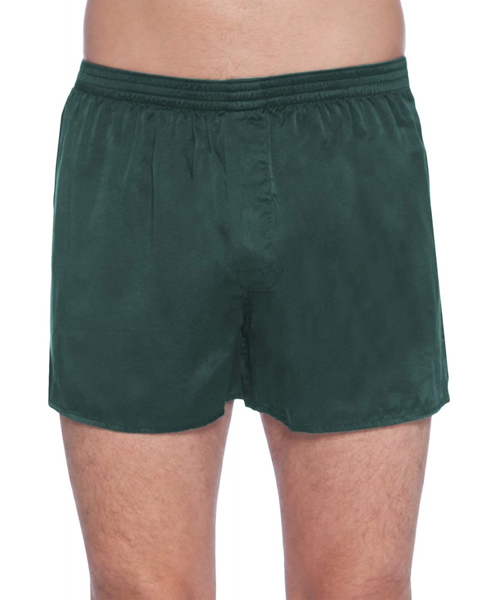 Boxers Men's Classic Silk Boxers - Forest - C0111D5ZTLN