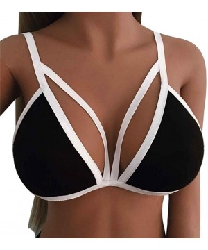 Bras Women Bras Boomboom Pure Color Three Quarters Unpadded Women Bralette Bra Top - Black - CQ186EZ2YL7