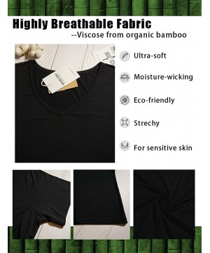 Undershirts Men's Undershirt Short Sleeve V Neck with Sweat Pads EcoWear Bamboo T Shirt - Black - C118AHXWG40