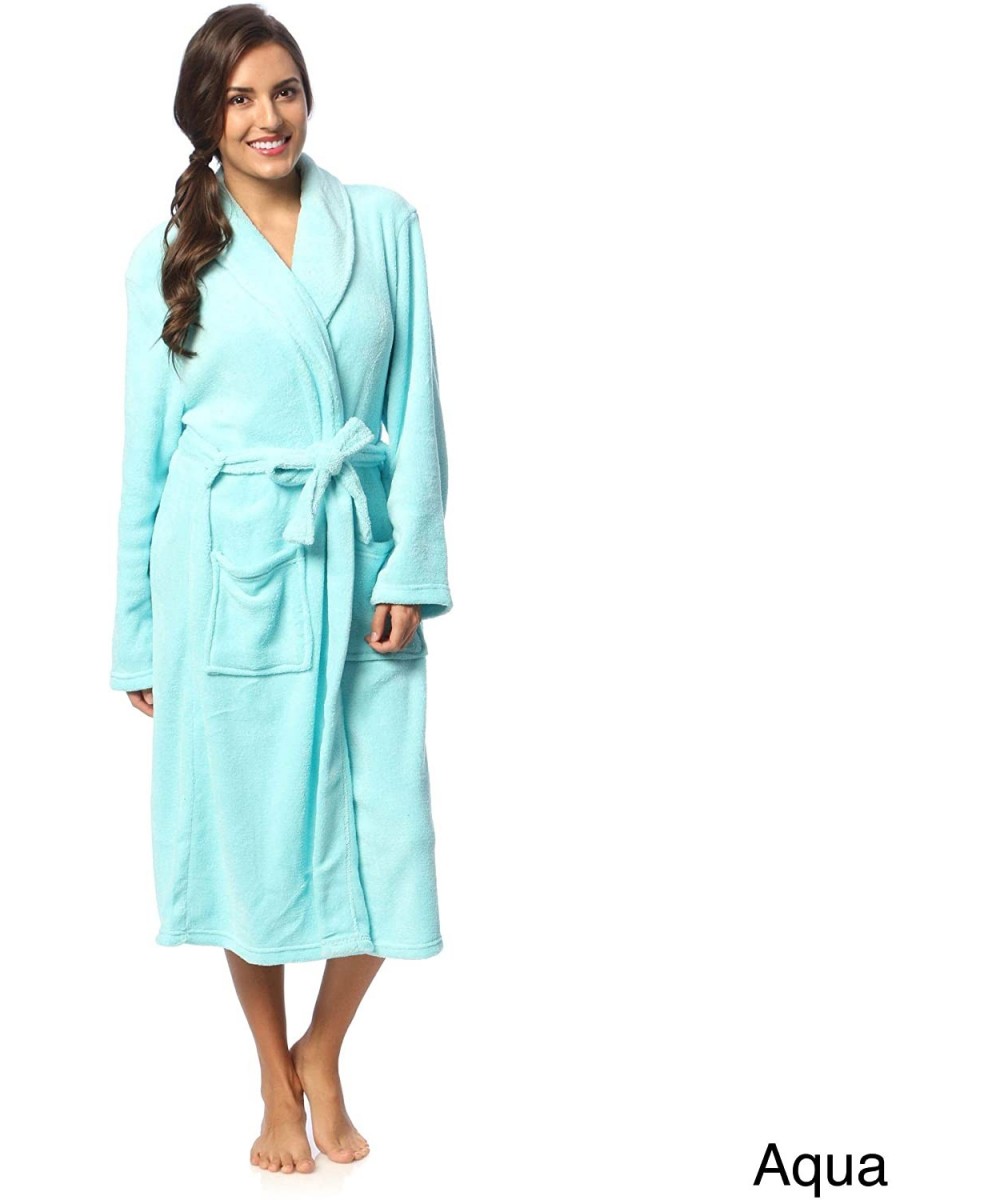 Robes Women's Microplush Bath Robe- X-Large- Aqua - CB18QL6E9MR