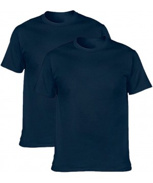 Undershirts Men's Classic Basic Solid Ultra Soft Cotton T-Shirt | 1-2-4 Pack - Navy-2 Pack - CU18RQT348Q