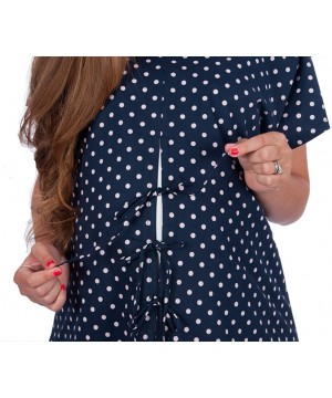 Nightgowns & Sleepshirts Designer Hospital Delivery Gown Easy epidural- fetal Monitoring- IV Access - Navy Polka Dot - C211T6...