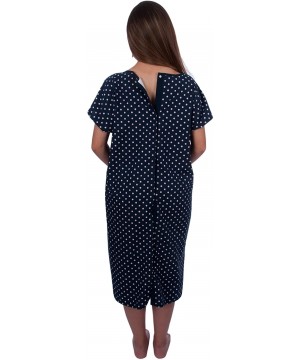 Nightgowns & Sleepshirts Designer Hospital Delivery Gown Easy epidural- fetal Monitoring- IV Access - Navy Polka Dot - C211T6...